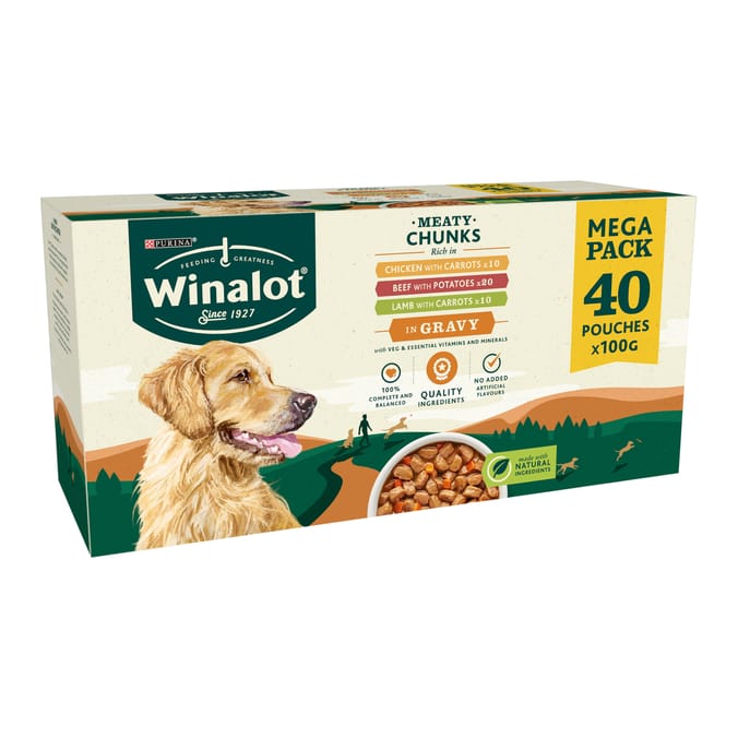 Winalot Meaty Chunks In Gravy Pouches Mega Pack 100g x40