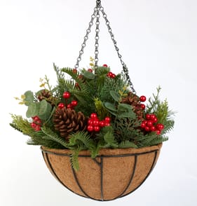 Festive Feeling Red Berry Hanging Faux Basket