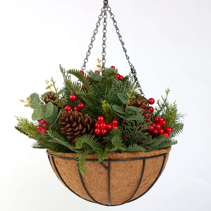 Festive Feeling Red Berry Hanging Faux Basket