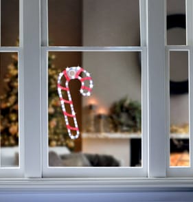 Prestige Mains Operated LED Twinkle Window Decoration 34cm - Candy Cane