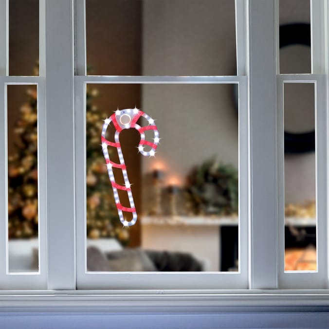 Prestige Mains Operated LED Twinkle Window Decoration 34cm - Candy Cane