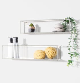 Bathroom Metal Wall Shelf 2 Pack - Beige