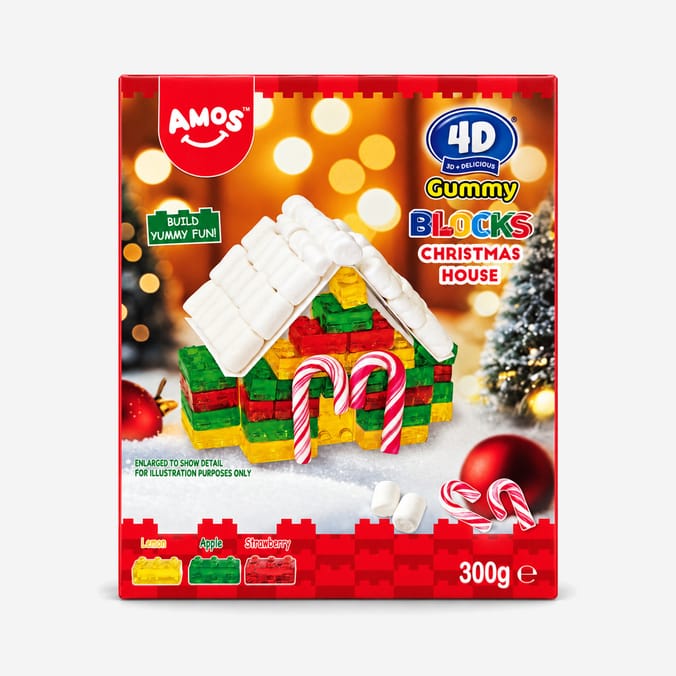 Amos 4D Gummy Blocks Christmas House 300g