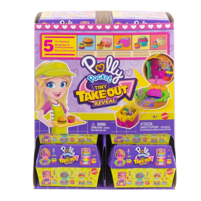 Polly Pocket Tiny Take Out Reveal Micro Dolls & Compact With Toy Cars JCR44