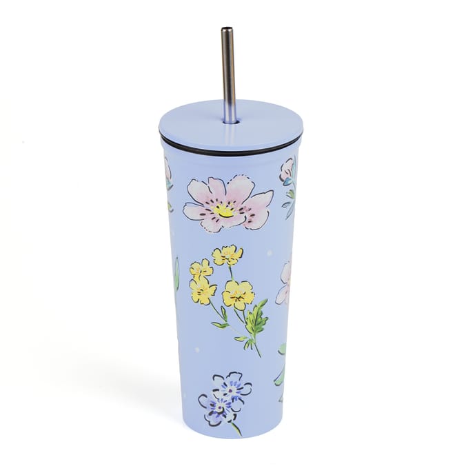 Tumbler Cup With Straw - Purple