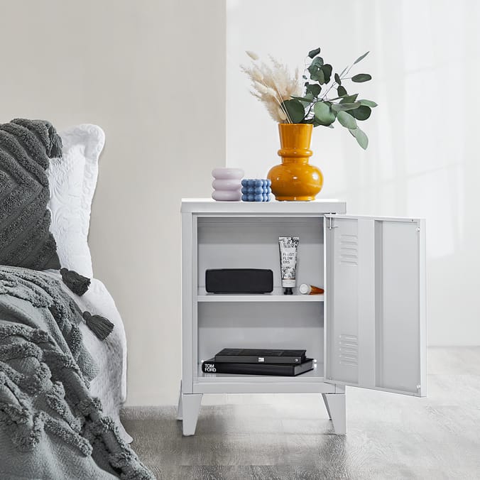 Home Metal Side Cabinet - White