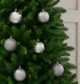 Festive Feeling 10cm Christmas Bauble 6 Pack - Silver