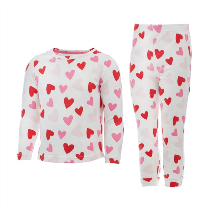 Lots Of Love Kids Heart Print Pyjama Set Home Bargains