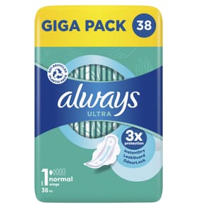 Always Ultra Sanitary Towels with Wings Normal 38s -Size 1