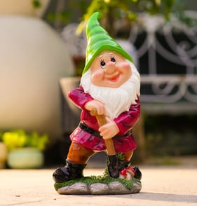 Jardin Decorative Resin Gnome - Green Hat