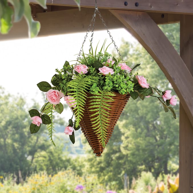 Jardin Artificial Rose Cone Basket