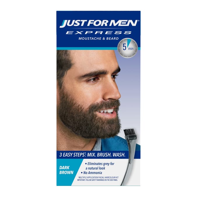 Just For Men Express Moustache & Beard Brush-In Colour - Dark Brown