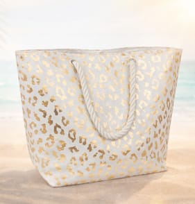 Hello Summer Canvas Beach Bag - Leopard