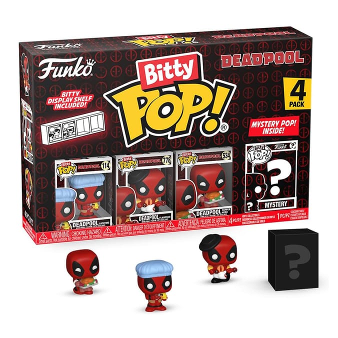 Funko Bitty Pop! Deadpool Mini Vinyl Figure 4 Pack - Bathtime, Flamenco, Supper Hero & Mystery