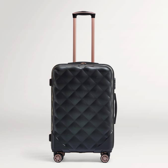 Salisburys Embossed Quilted Shell Suitcase - Black