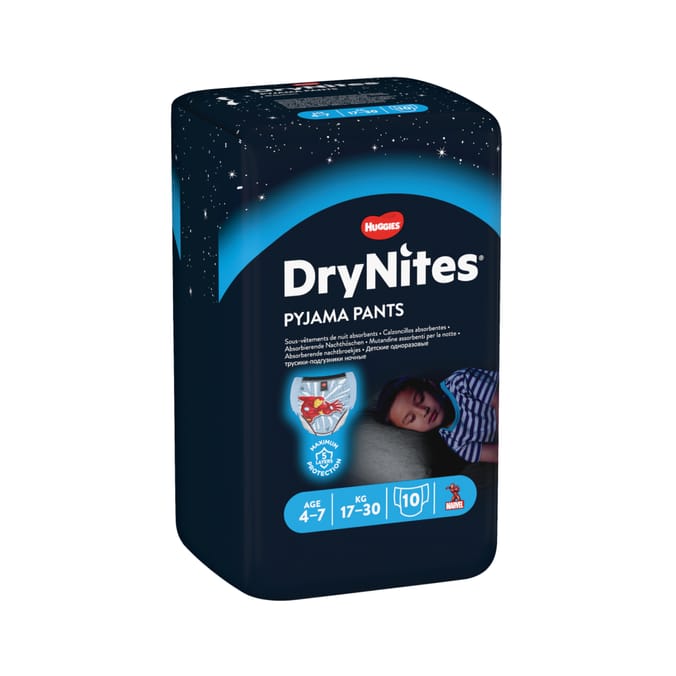 Huggies DryNites Boys Pyjama Pants 10'S Age 4-7 x3
