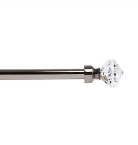 Extendable Metal Curtain Pole With Crystal Finial - Black Nickel