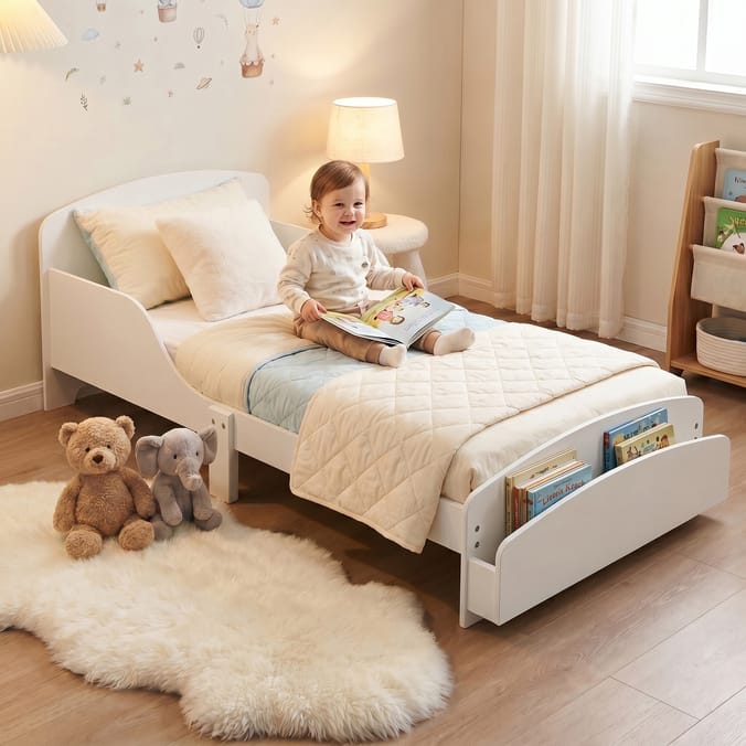 Liberty House Toys Toddler Bed With Built-In Bookshelf