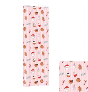 Sleigh Bells 12Metre Wrapping Paper - Pink Stripes