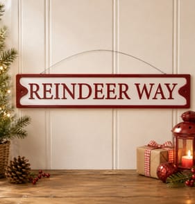 Sleigh Bells Metal Hanging Plaque - Reindeer Way