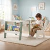 Liberty House Toys Kids Bookshelf Table And Chair - White & Forest Green