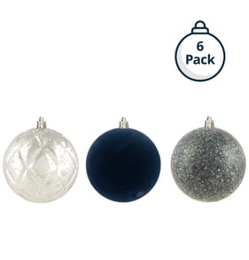 Frosted Spirit 10cm Luxury Christmas Baubles 6 Pack - Silver