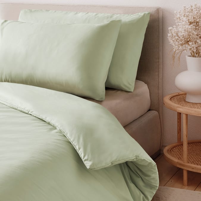 Home Collections Cotton Rich Sage Duvet Set - Double  