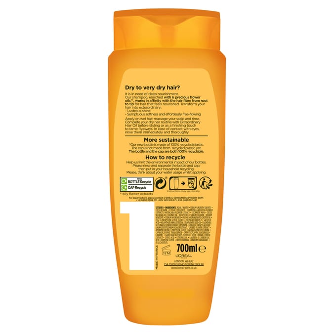 L'Oreal Paris Shampoo by Elvive Extraordinary Oil for Nourishing Dry Hair 700ml