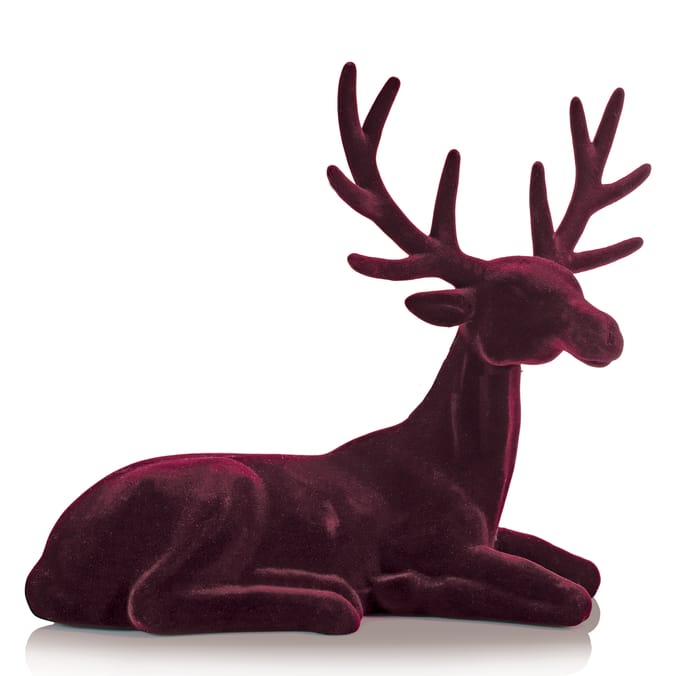 Elegance Sitting Flocked Reindeer