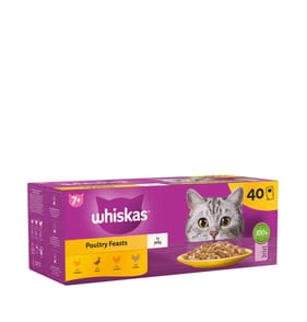 Whiskas Poultry Feasts in Jelly 7+ Senior Wet Cat Food Pouches 40x85g