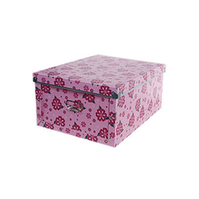 Small Flat Pack Storage Box Pink Home Bargains