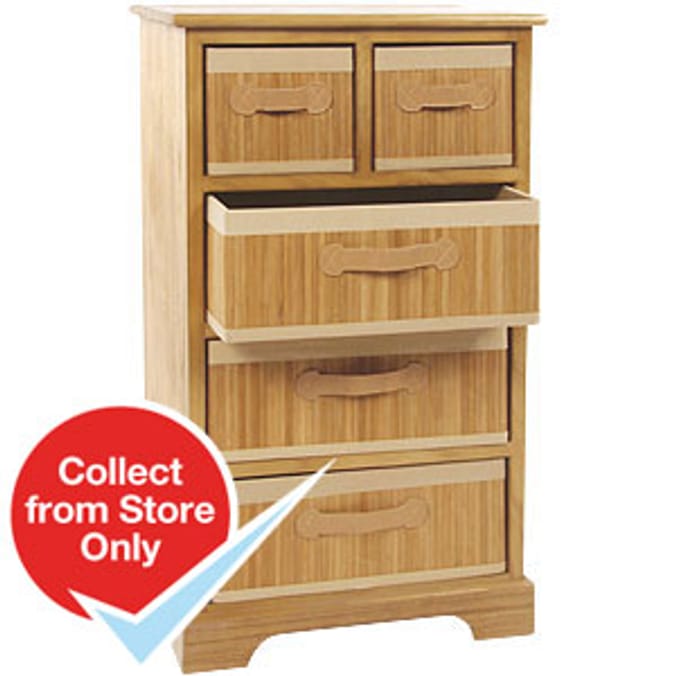 Bamboo 5 Drawer Storage Unit Home Bargains