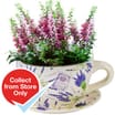 Giant Ceramic Tea Cup and Saucer Planter: Floral Lavender