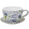 Giant Ceramic Tea Cup and Saucer Planter: Floral Lavender