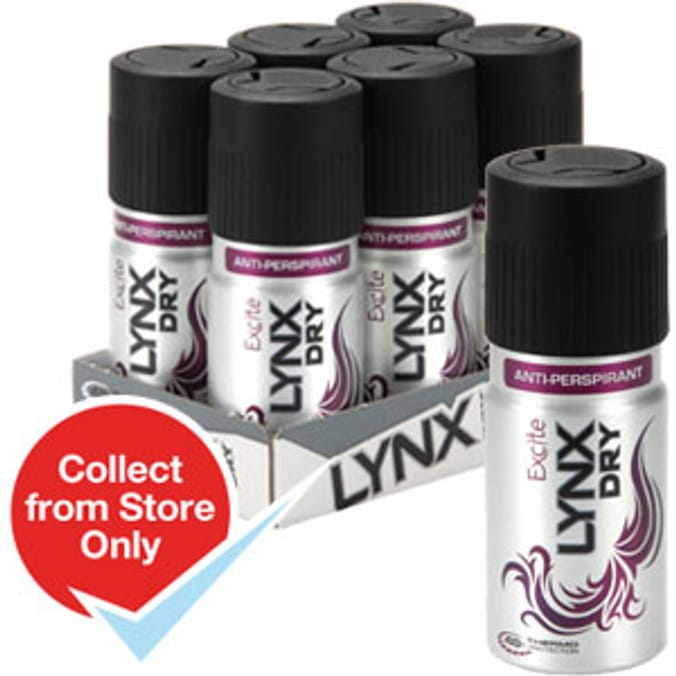 Lynx Dry Excite (Case of 6 Cans), deodorant, body spray, deodrant