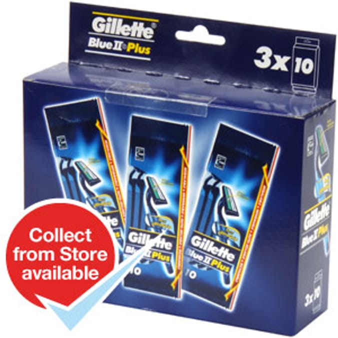 Gillette Blue II Plus Razor (Case of 3 x 10 Pack) Home Bargains