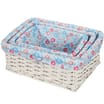 Set of 3 Wicker Storage Baskets: Blue Floral