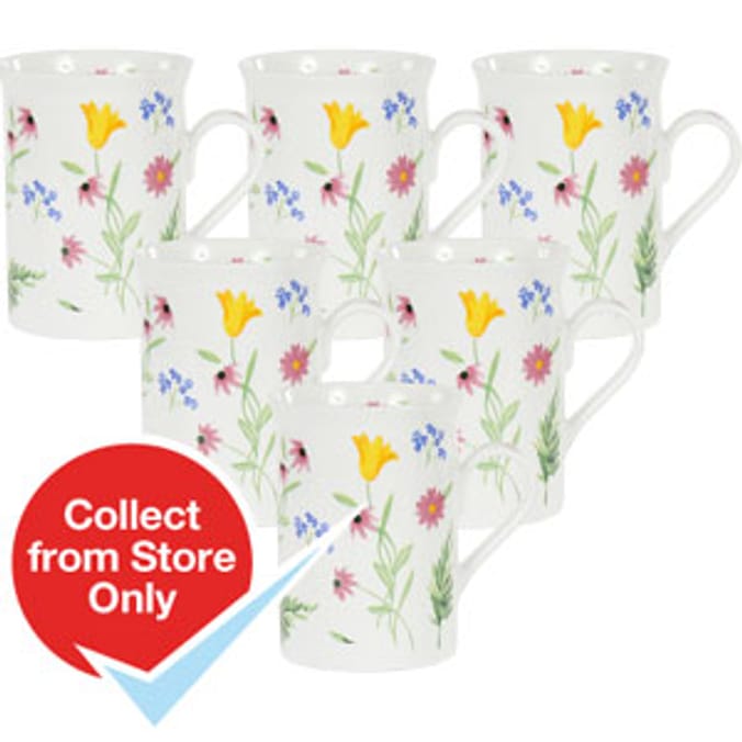 Fine Bone China Cups Wildflower (Case of 6), mugs, teacups, kitchen