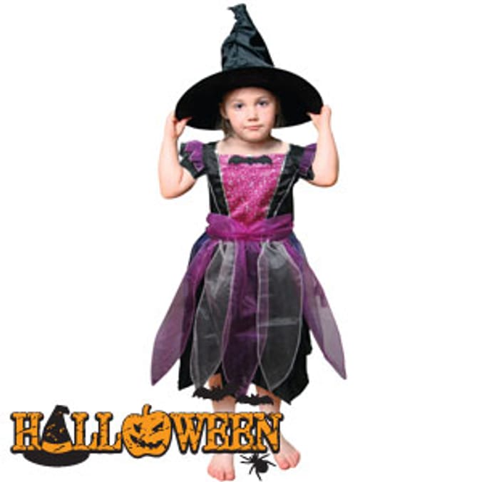 Halloween Girl Witch Pink Stars Costume Home Bargains