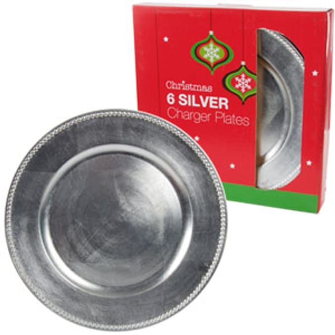 Christmas Charger Plates: Set of 6 (Silver)