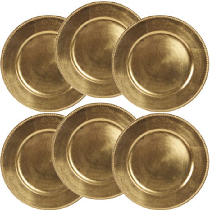 Christmas Charger Plates Set of 6 (Gold) Home Bargains