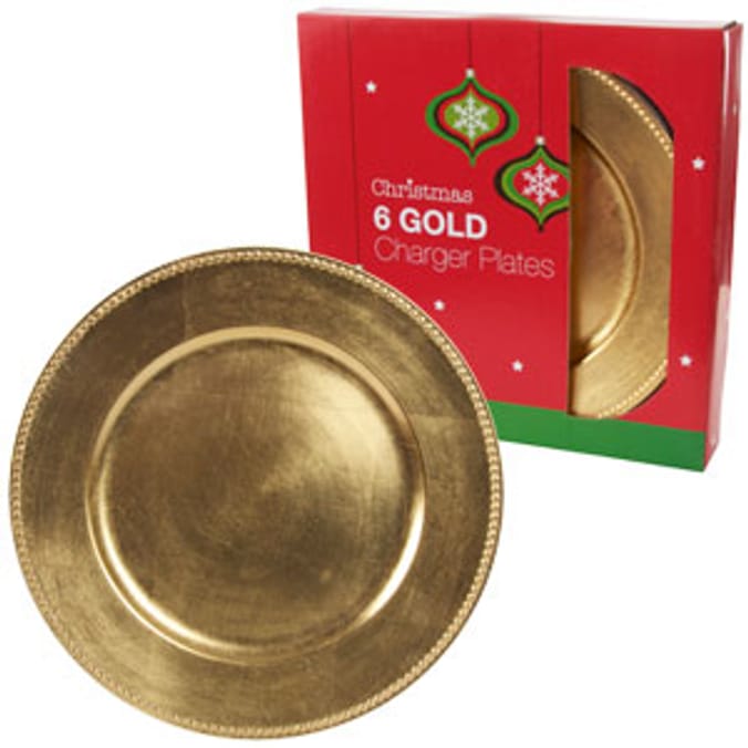 Christmas Charger Plates: Set of 6 (Gold) 