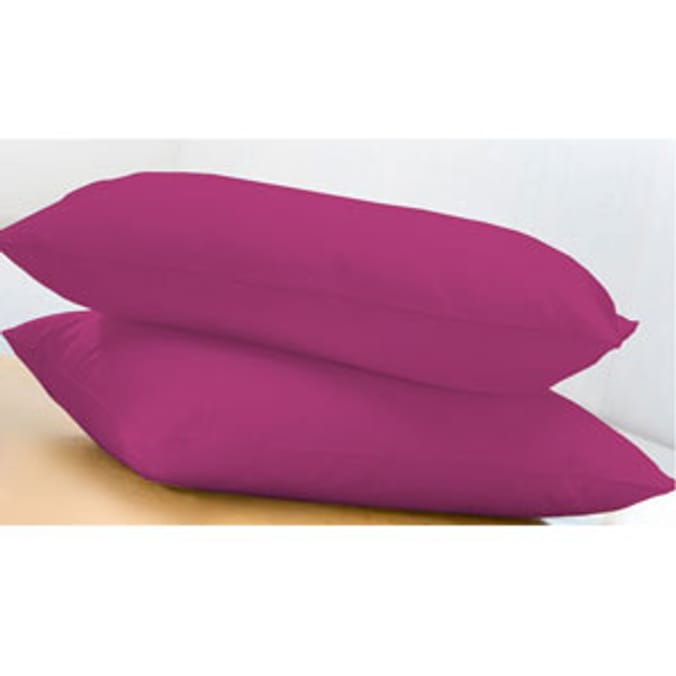 Essentials 1 Pair Pillowcase Fuchsia bedding Home Bargains