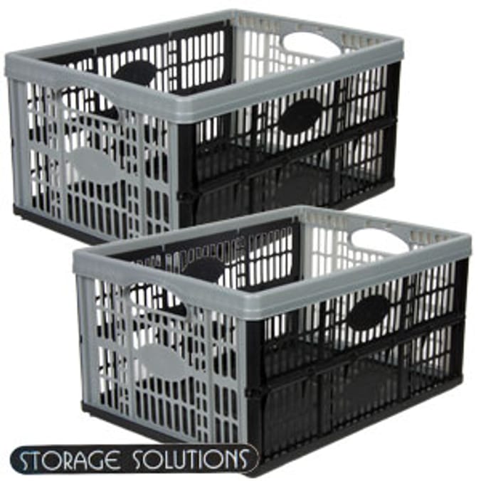 10 x Folding 32 Ltr Storage Crate Home Bargains
