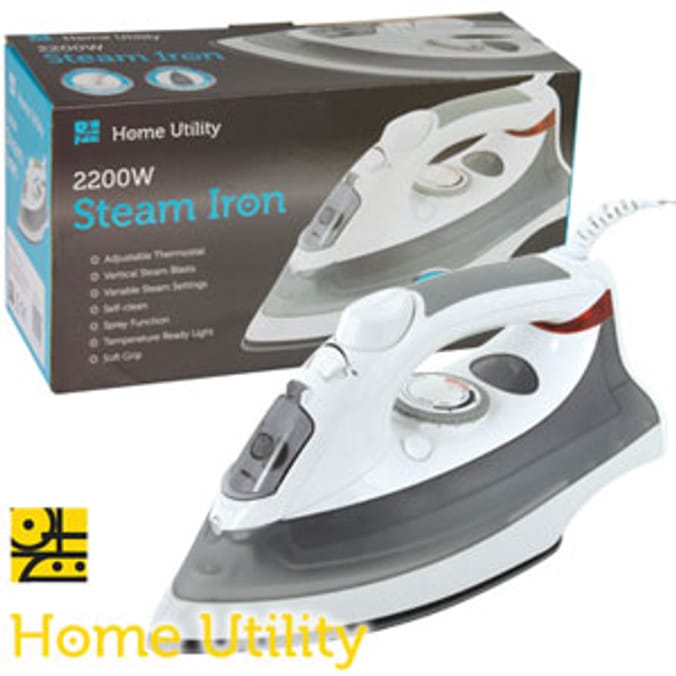 Home Utility 2200W Steam Iron, ironing, laundry fabric | Home Bargains