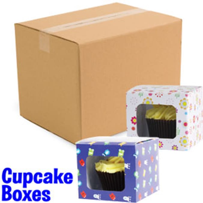 Cupcake Boxes (42 x 6 Packs) Monster/ Flower wrapping paper gift box