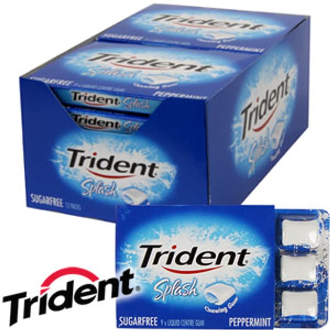 Trident Splash Sugarfree Gum: Peppermint (Case of 12)