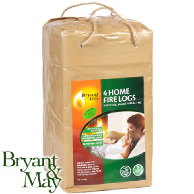 Bryant & May 4 Home Fire Logs (4.4kg Bags) Home Bargains