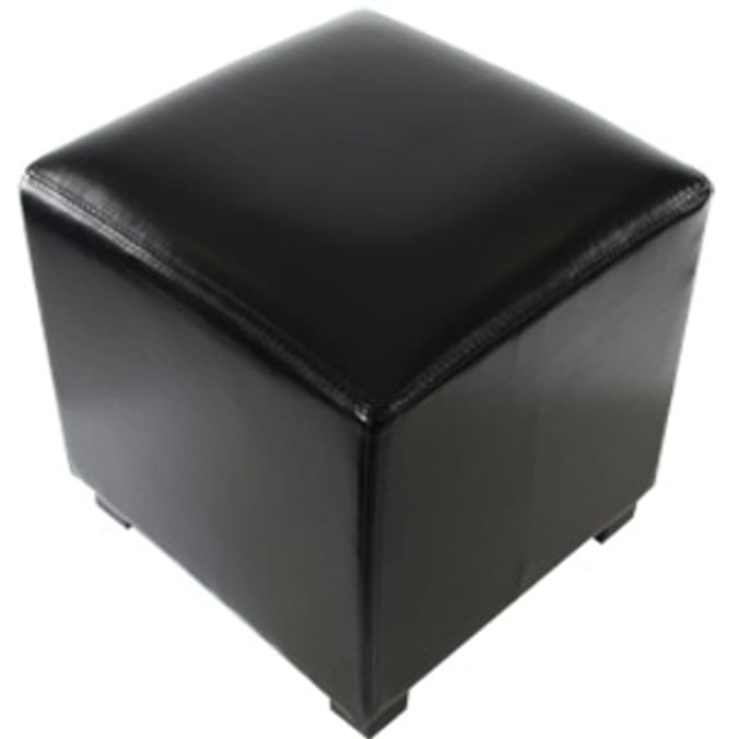 Faux Leather Footstool Chocolate Brown