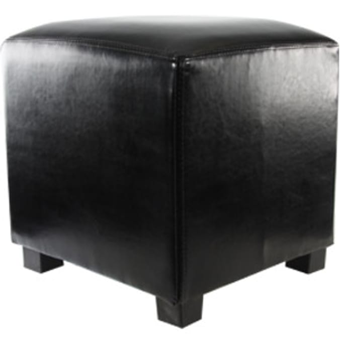 Faux Leather Footstool Chocolate Brown Home Bargains